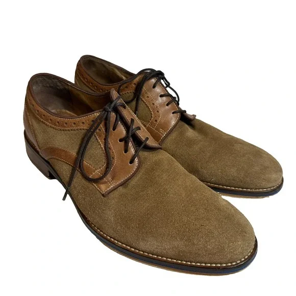 Cole Haan 10 1/2 M Brown Suede Leather Dress Shoes Saddle Oxfords 20-3320