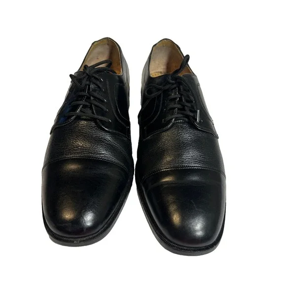 Giorgio Brutini Oxford Dress Shoe Mens 9 1/2 Black Leather Cap Toe Lace Up