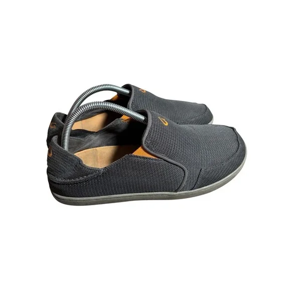 OluKai‎ Nohea Mesh Mens 9.5 Grey Orange Slip On Loafers Drop-In Heel comfort