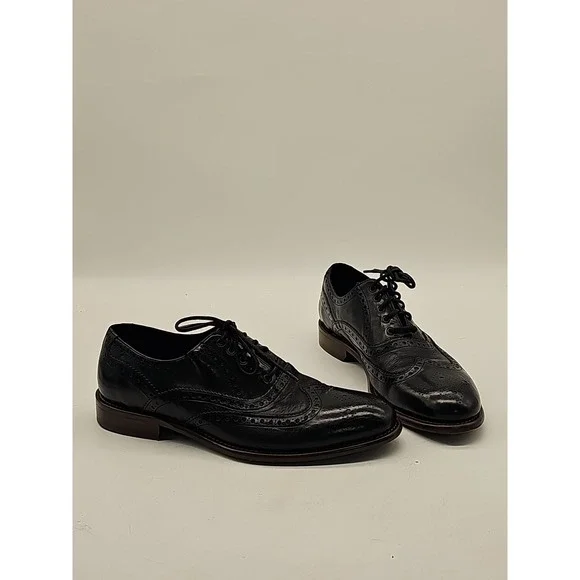 Johnston & Murphy JM 1850 Black Leather Wingtip Brogue Dress Shoes Men Sz 9M US