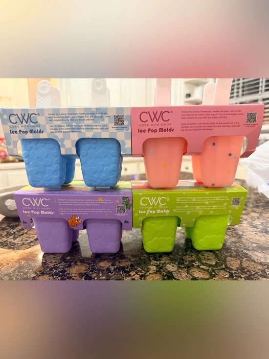 CWC Colorful Silicone Ice Pop Molds — Pink, Blue, Purple, Green
