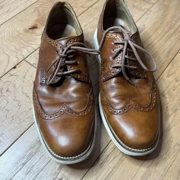 Cole Haan LunarGrand‎ Shoes Mens Size 10 Brown Leather Dress Wingtip Oxford