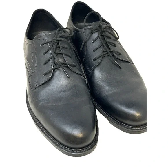 ECCO Vitrus Black Leather Derby Shoes US 11 EU 45 Business Casual Comfort Oxford