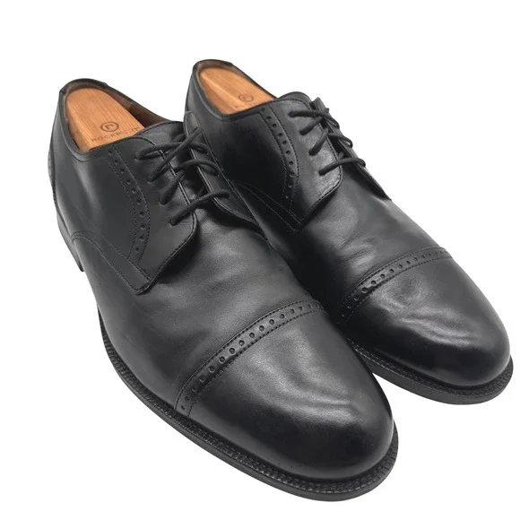 Johnston & Murphy Signature Series Mens Black Leather Reeve Cap Toe Oxford 12M