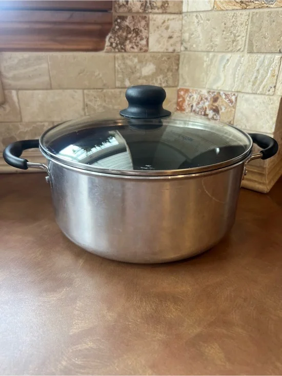 Stainless Steel Nonstick Stockpot 3-4 Quarts with Glass Lid and Black Handles