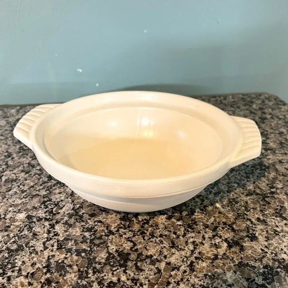 Ginpo Fireproof Ceramic Donabe Bowl Cream Japanese Earthenware Hot Pot 9 Inch