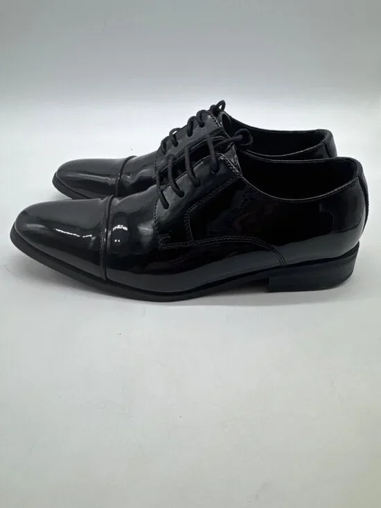 Mens Black Patent Leather Lace-Up Oxford Dress Shoes Size 9 Jousen Formal Footwe
