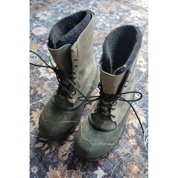 LaCrosse Vintage Pac Boots Mens 9 Made in USA Green Rubber Leather Duck Boots