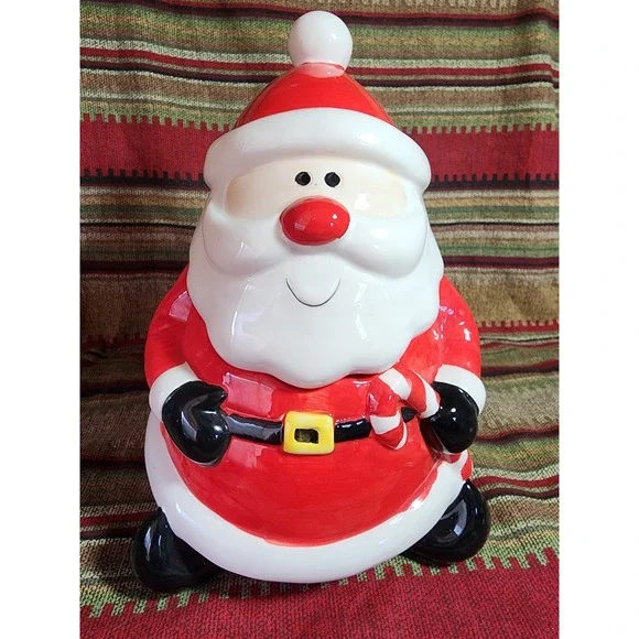 Vintage Ceramic Santa Claus‎ with Peppermint Stick Cookie Jar
