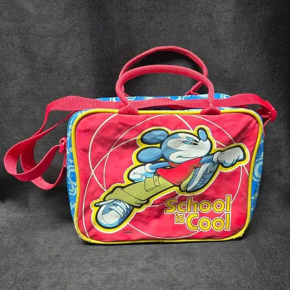 Vintage Disney Mickey Mouse SCHOOL IS COOL Insulated Lunch Bag