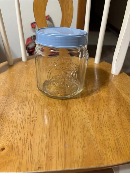 Blue-Lid Glass Storage Jar - Home Kitchen