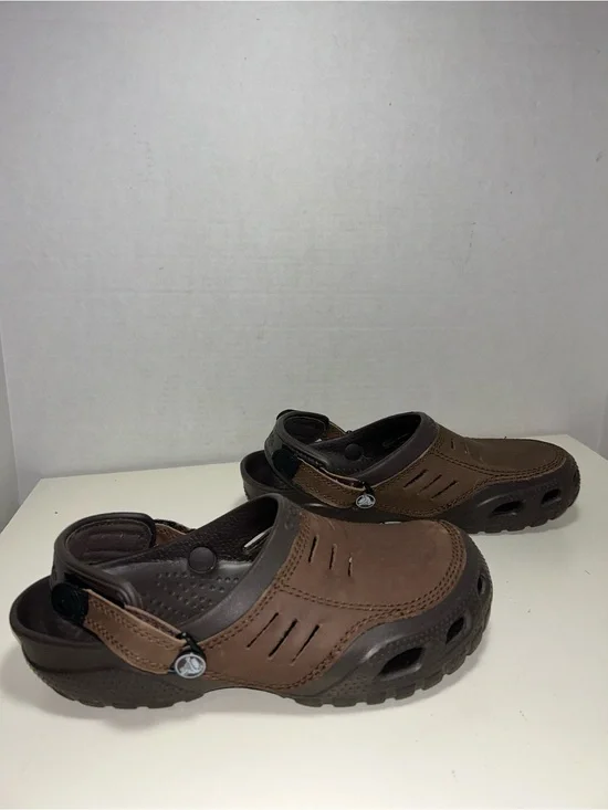 Crocs Yukon Vista II Brown Leather Slip On Clog Sandal