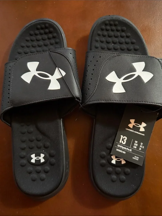Under Armour Black Slide Sandals with White Logo