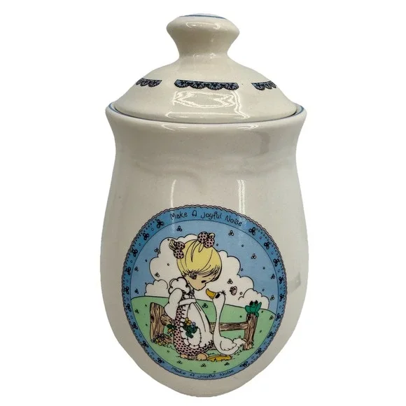 Precious Moments Canister Make A Joyful Noise Girl‎ Goose Ceramic 1992 Enesco 7