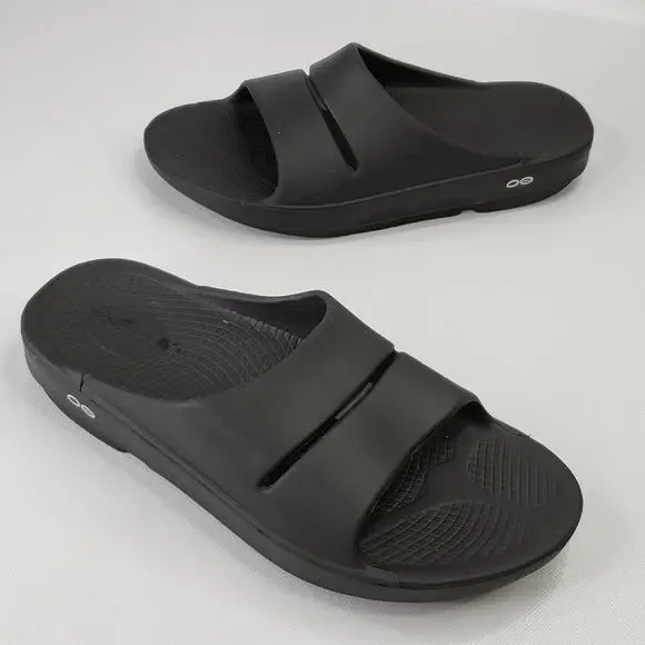 Oofos Ooahh Sandals Slides Black Mens Size 9 Comfort Recovery Shoes