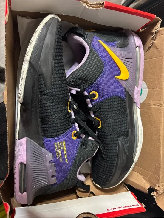 Nike Women's Black Purple Yellow Basketball Sneakers