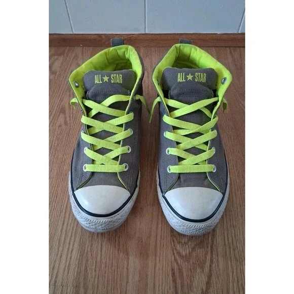 Converse All Star Chuck Taylor Mens 11 gray lime green mid top