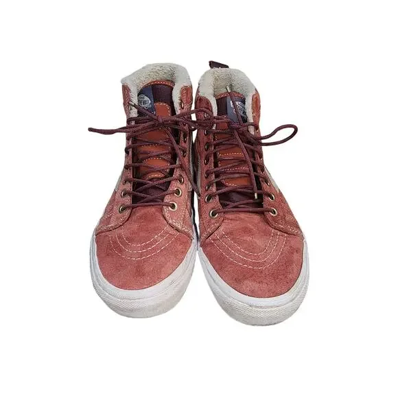 Vans Off the Wall red high tops Faux Fur lined men's 7.5 women's 9