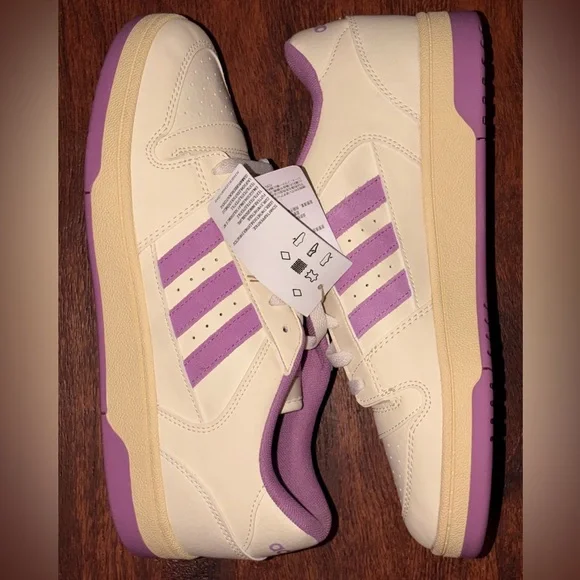 adidas Cream and Purple Low-Top Sneakers