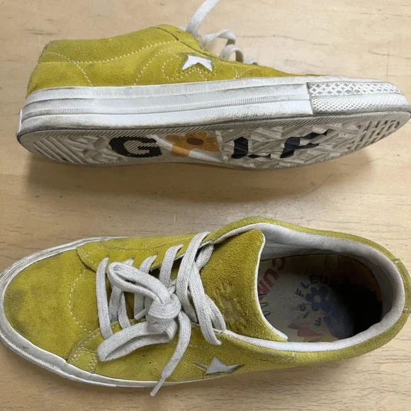 Converse Golf Le Fleur One Star Shoes Mens Size 8 Yellow Suede Sulfur Sneakers‎