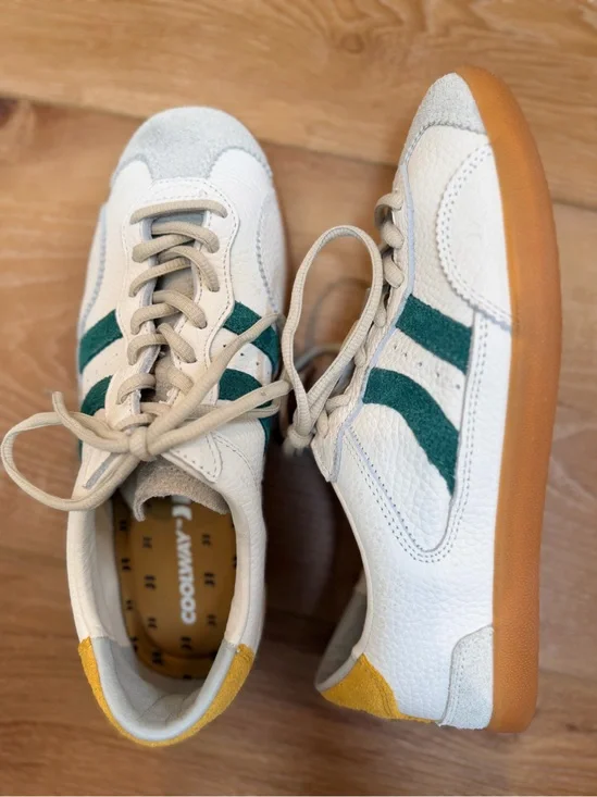 Coolway Goal Men’s Sneakers White Green Mustard Gum Sole Size 6 EU 40