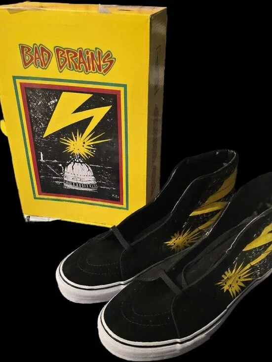 Bad Brains x Vans Black & Yellow High-Top Skate Shoes