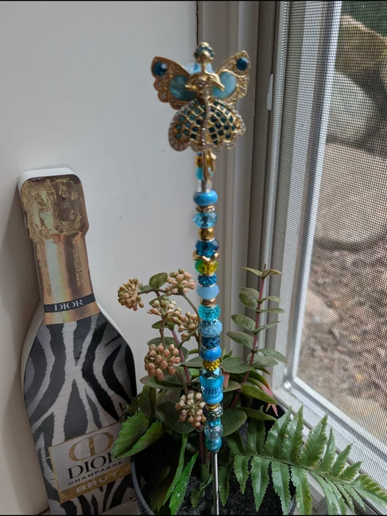 Hand Made Fairy Wand/Plant/Garden Stake W/Sparkly Fairy-Ballerina Topper