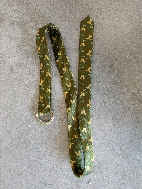 J.Crew Olive Green Floral Silk Belt S/M