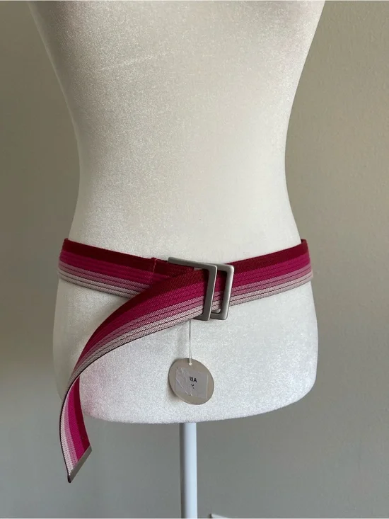 Truth Striped Pink & Fuchsia Webbing Belt with Metal Buckle