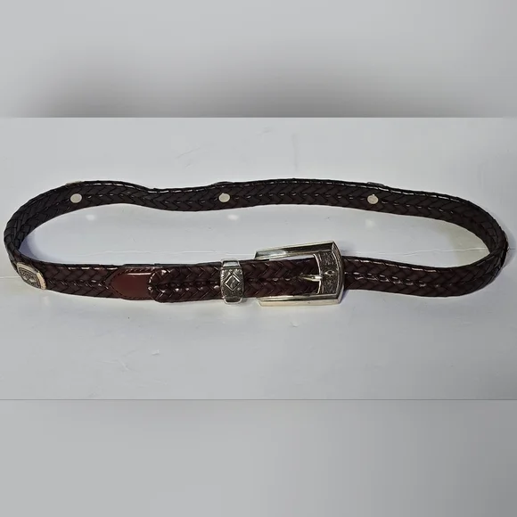 Brighton Brown Woven Leather Embellished Belt Size Small S/28