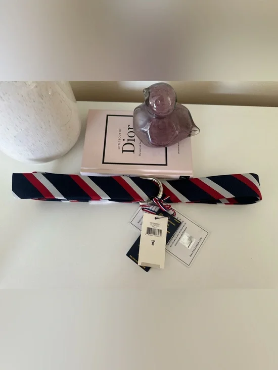 Ralph Lauren Navy, Red & White Striped D-Ring Web Belt