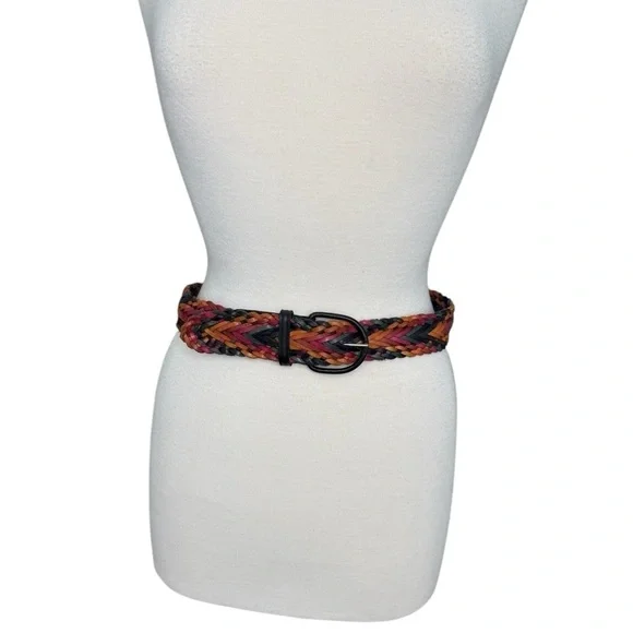 Vintage OMEGA Multicolor Braided Leather Women's Belt