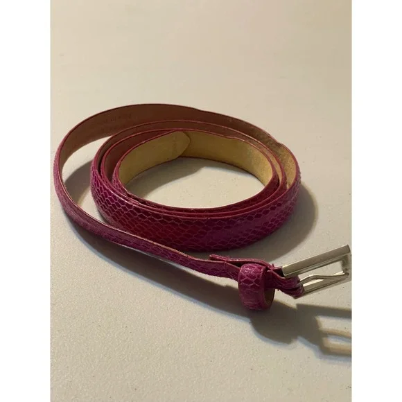 Skinny Belt Women 18/20 Pink Snakeskin Embossed‎ Leather