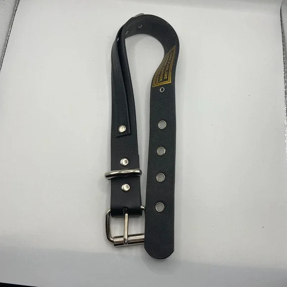 Funk Plus Inc Black Genuine Leather Silver Eyelet pink Buckle Adjustable Belt