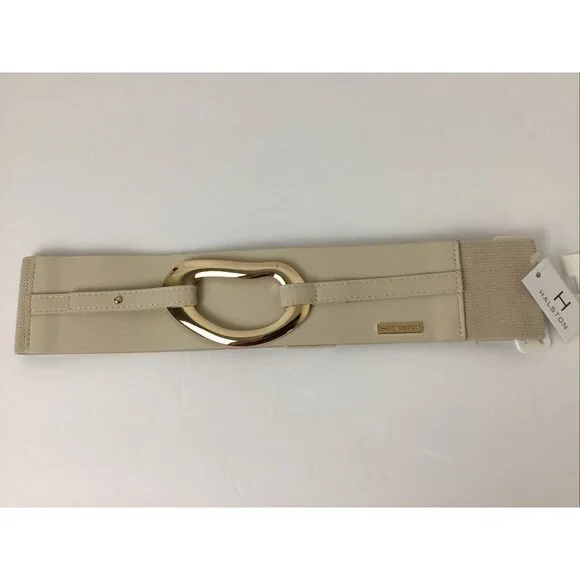 Halston Women’s Belt Vintage Stretch Cream Size M/L Preppy Retro Y2K