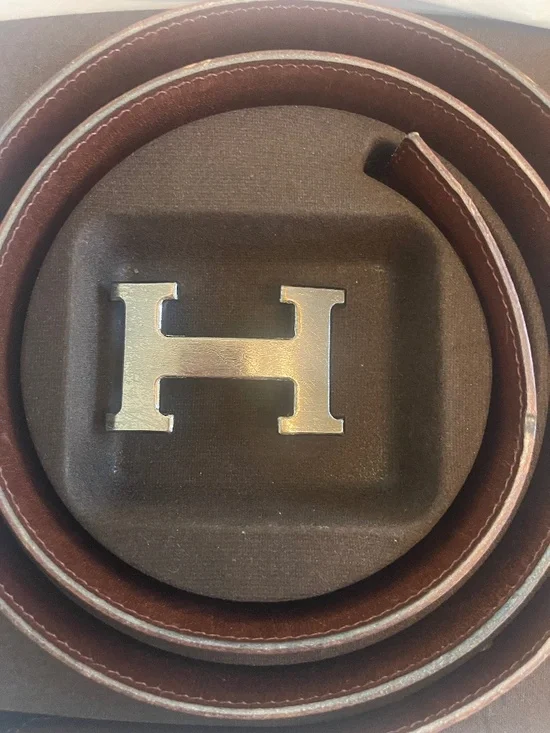 Hermès Unisex Reversible Belt Kit Silver H Buckle Size 32 mm Size 100