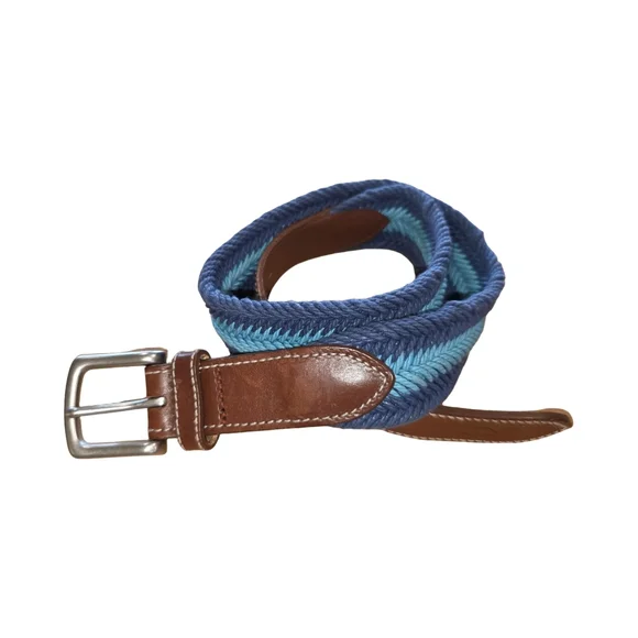 Vineyard Vines Woven Blue and Brown Leather WoMen's‎ Belt Size 30 New