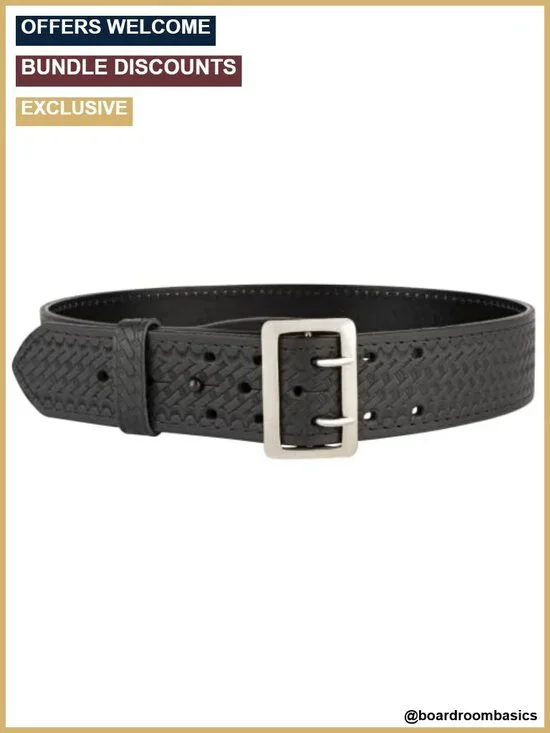 Genuine Leather Basketweave Duty Belt 2.25in Chrome Buckle