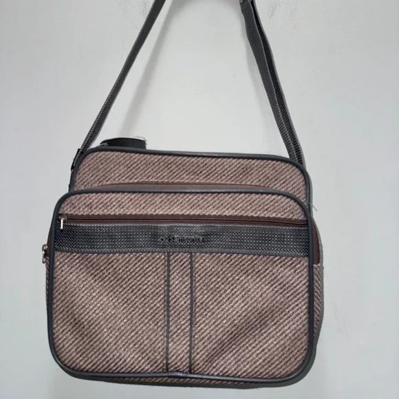 Vintage Samsonite Silhouette Tweed Carry On Bag Brown Travel Shoulder Flight Bag