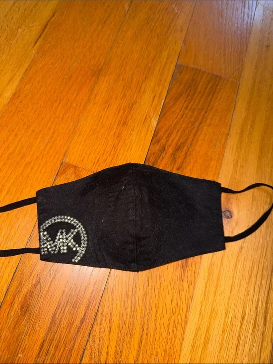 Michael Kors Black Face Mask with Rhinestone MK Accent