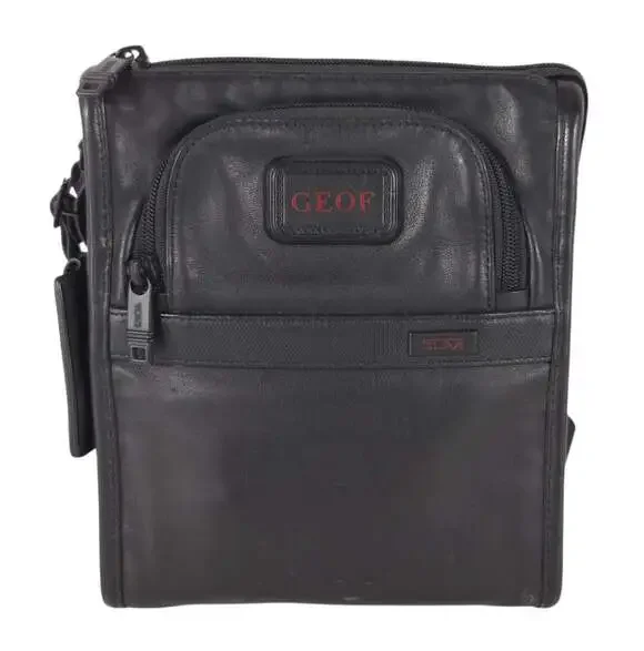 Tumi Alpha 2 Medium Crossbody Bag Mens Black Leather Organizer $395