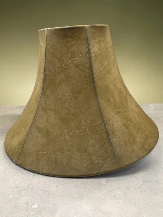 Vintage Beige Bell-Shaped Lamp Shade faux Leather  13