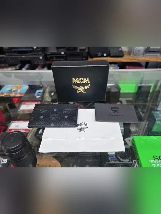 MCM Black Visetos Monogram Card Case (Wallet – Box & Dust Bag Included)