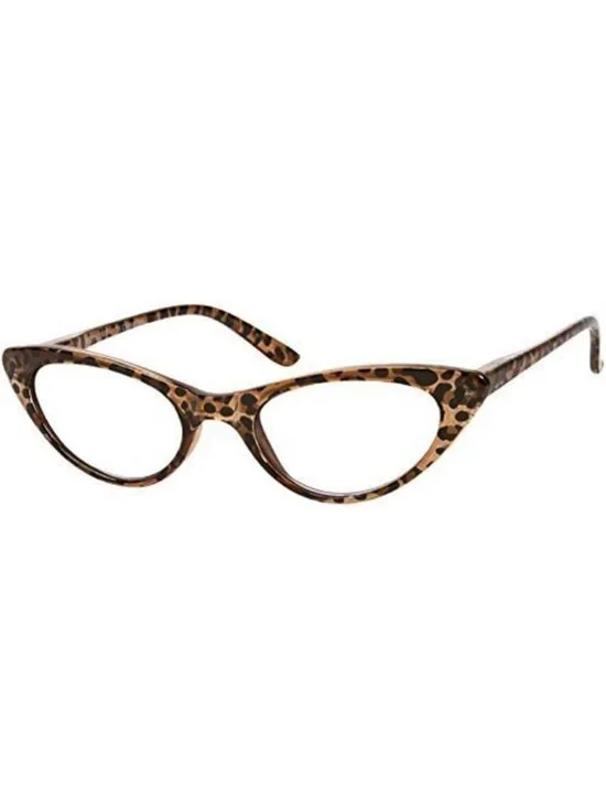 Chic Cat Eye Reading Glasses for Women +3.00, Full Frame, Brown Leopard Print
