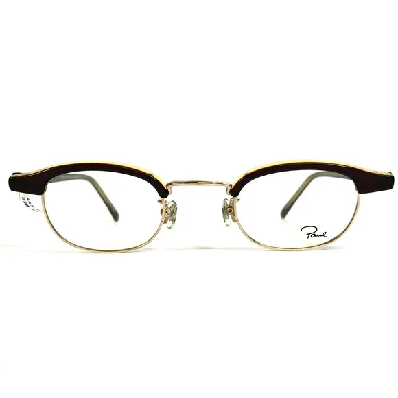 Paul Eyeglasses Frames INITIAL 02 V24 Brown Yellow Gold Oval 42-124-145