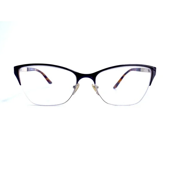 Versace Black Gold Cat Eye Half Rim Eyeglasses Italy MOD 1218 1344 53 17 140