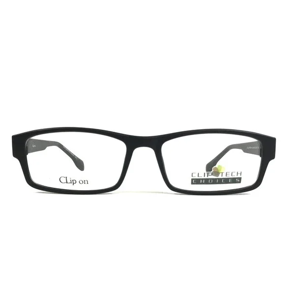 Clip Tech Choices Eyeglasses Frames K3874 C2 Black Rectangle Full Rim 55-17-38
