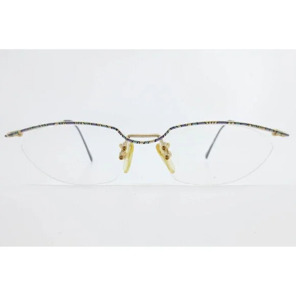 Jet Set 759 Eyeglass Frames Gold Blue Patterned Rimless 54-17-135 Col 406