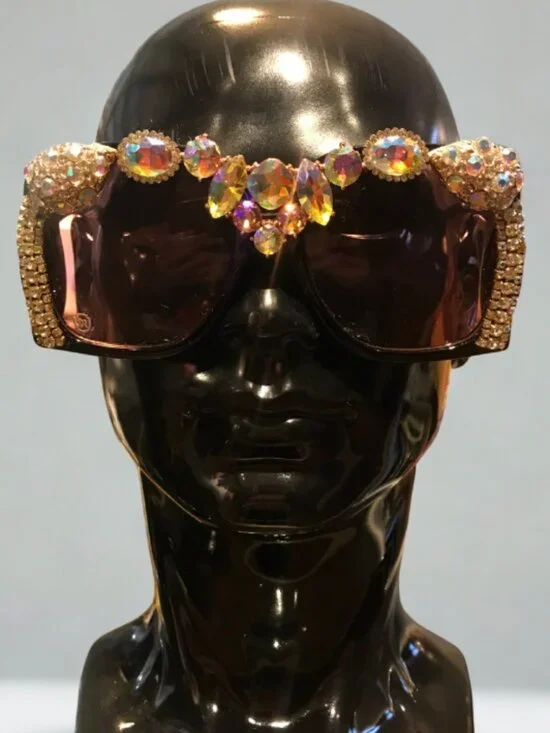 Oversized Crystal Rhinestone Statement Sunglasses