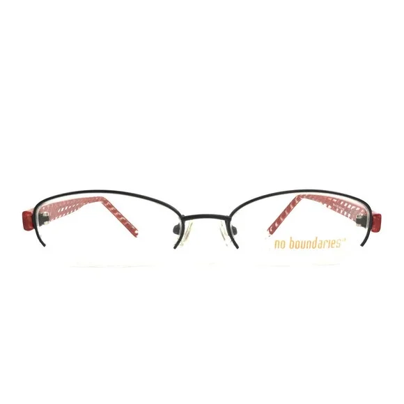 No Boundaries Petite Eyeglasses Frames Daisy BKR Black Red Oval 49-17-135